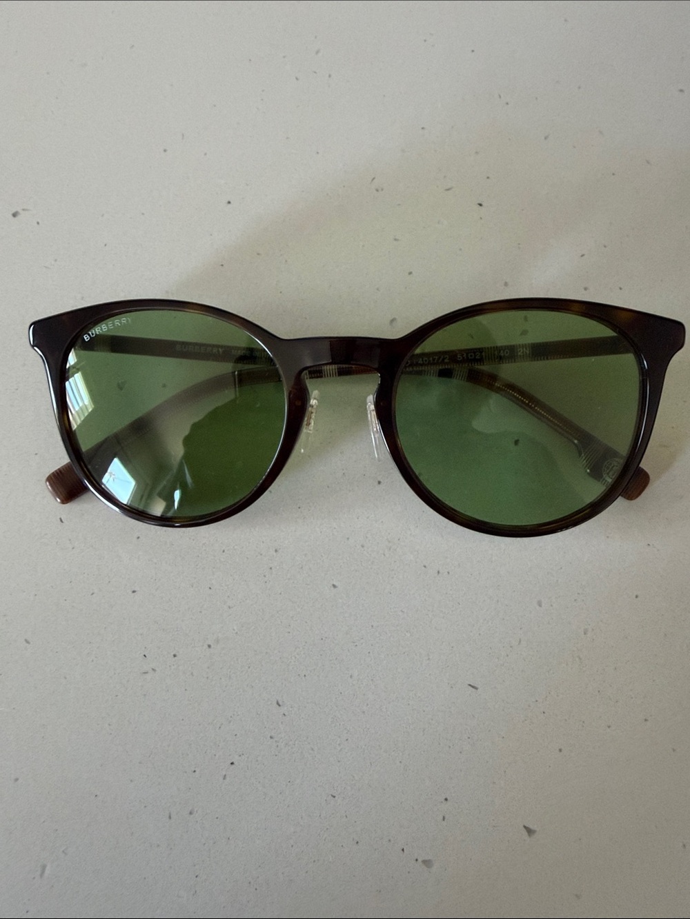 Burberry Brown Frame Sunglasses with Green Lenses